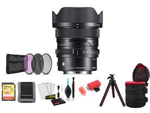 Sigma 24mm f2 DG DN Contemporary Lens for Sony E with 128GB Memory Card and Filter Kit