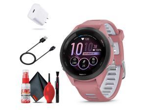 Garmin Forerunner 265S Smartwatch Pink Bundle with USBC Charging Cable and Adapter 6Ave Cleaning Kit and Extended Protection