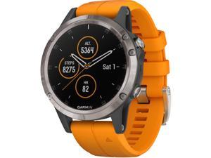 Garmin fenix 5 Plus Sapphire Edition Multi-Sport Training GPS Watch (47mm, Titanium with Solar Flare Orange