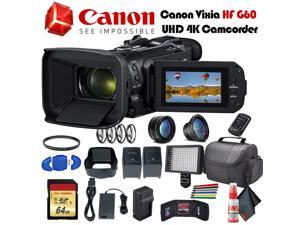 Canon Vixia HF G60 UHD 4K Camcorder (Black) (3670C002) With Extra Battery, UV Filter, Close Up Diopters, Wide Angle Lens,Tripod, Padded Case, LED Light, 64GB Memory Card and More Advanced Bundle Canon Vixia HF G60 UHD 4K Camcorder (Black) (3670C002) With Extra Battery, UV Filter, Close Up Diopters, Wide Angle Lens,Tripod, Padded Case, LED Light, 64GB Memory Card and More Advanced Bundle