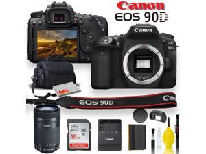 Canon EOS 90D DSLR Camera With Canon EF-S 55-250mm f/4-5.6 IS STM Lens, Soft Padded Case, Memory Card, and More