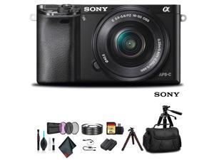 Sony Alpha a6000 Mirrorless Camera with 16-50mm Lens Black With Soft Bag, Additional Battery, 64GB Memory Card, Card Reader , Plus Essential Accessories
