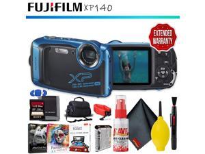 FUJIFILM FinePix XP140 Digital Camera (Sky Blue) + Memory Card Kit + Carrying Case + Floating Strap + Cleaning Kit + Editing Software + Extended Warranty