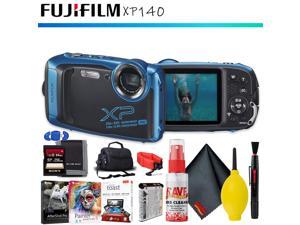 FUJIFILM FinePix XP140 Digital Camera (Sky Blue) + Memory Card Kit + Carrying Case + Floating Strap + Editing Software + Cleaning Kit