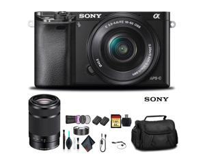 Sony Alpha a6000 Mirrorless Camera with 16-50mm and 55-210mm Lenses ILCE6000Y/B With Soft Bag, Tripod, Additional Battery, 64GB Memory Card, Card Reader , Plus Essential Accessories Sony Alpha a6000 Mirrorless Camera with 16-50mm and 55-210mm Lenses ILCE6000Y/B With Soft Bag, Tripod, Additional Battery, 64GB Memory Card, Card Reader , Plus Essential Accessories