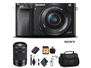 Sony Alpha a6000 Mirrorless Camera with 16-50mm and 55-210mm Lenses ILCE6000Y/B With Soft Bag, 64GB Memory Card, Card Reader , Plus Essential Accessories Sony Alpha a6000 Mirrorless Camera with 16-50mm and 55-210mm Lenses ILCE6000Y/B With Soft Bag, 64GB Memory Card, Card Reader , Plus Essential Accessories