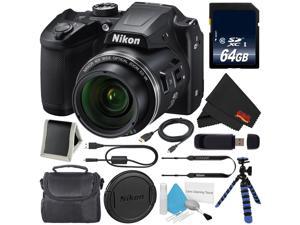 Nikon COOLPIX B500 Digital Camera (Black) 26506 + 64GB SDXC Class 10 Memory Card + Flexible Tripod with Gripping Rubber Legs + Small Soft Carrying Case + Micro HDMI Cable + SD Card USB Reader Bundle