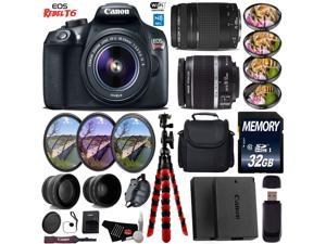 Canon EOS Rebel T6 DSLR Camera with 1855mm IS II Lens  75300mm III Lens  UV FLD CPL Filter Kit  Case  4 PC Macro Kit  Wide Angle  Telephoto Lens  Tripod  Card Reader  Bundle Intl Model