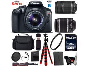 Canon EOS Rebel T6 DSLR Camera with 1855mm IS Lens  55250mm IS II Lens  Flexible Tripod  Card Reader  UV Protection Filter  Professional Case  Bundle Intl Model