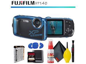 FUJIFILM FinePix XP140 Digital Camera (Sky Blue) + Memory Card Kit + Cleaning Kit