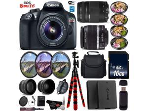 Canon EOS Rebel T6 DSLR Camera with 1855mm IS II Lens  75300mm III Lens  UV FLD CPL Filter Kit  4 PC Macro Kit  Wide Angle  Telephoto Lens  Case  Tripod  Card Reader  Bundle Intl Model