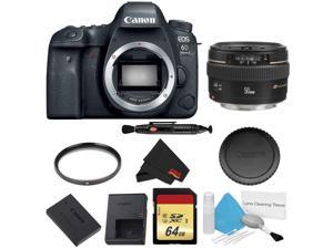 Canon EOS 6D Mark II DSLR Camera (Body Only) Basic Filter w/ Memory Bundle + Bonus Canon EF 50mm f/1.4 USM Lens - Intl Model