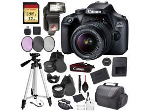 Canon EOS Rebel 4000D Digital SLR Camera with EF-S 18-55mm f/3.5-5.6 DC III Lens Kit (Rebel T100) Pro Accessory Bundle Package Deal : 32gb SD Card + DSLR Bag + 57'' Tripod + More - International Model Canon EOS Rebel 4000D Digital SLR Camera with EF-S 18-55mm f/3.5-5.6 DC III Lens Kit (Rebel T100) Pro Accessory Bundle Package Deal : 32gb SD Card + DSLR Bag + 57'' Tripod + More - International Model