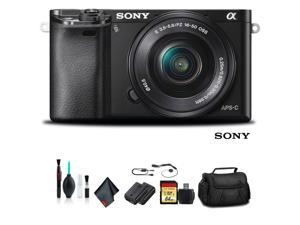Sony Alpha a6000 Mirrorless Camera with 16-50mm Lens Black With Soft Bag, Tripod, Additional Battery, 64GB Memory Card, Card Reader , Plus Essential Accessories