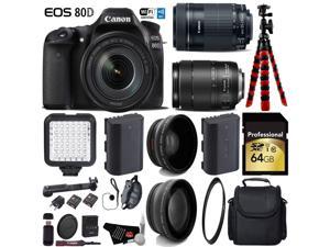 Verlichting Graan transfusie Canon EOS 80D DSLR Camera with 18-135mm STM Lens & 55-250mm is STM Lens +  Camera Case + LED + UV FLD CPL Filter Kit + Wide Angle & Telephoto Lens +