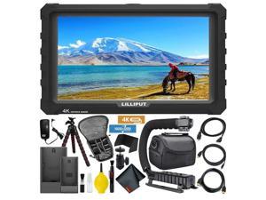 Lilliput A7S Full HD 7 Inch IPS Video Camera Field Monitor w/ 4K Support (Black Case) HDMI Ports Advanced Bundle w/ Stabilizing Handle, Tripod, HDMI Cables, Carrying Case, Backpack, and Cleaning Kit