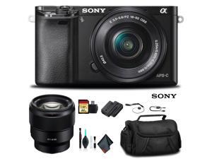 Sony Alpha a6000 Mirrorless Camera with 16-50mm Lens Black With Sony FE 85mm Lens, Soft Bag, Additional Battery, 64GB Memory Card, Card Reader , Plus Essential Accessories Sony Alpha a6000 Mirrorless Camera with 16-50mm Lens Black With Sony FE 85mm Lens, Soft Bag, Additional Battery, 64GB Memory Card, Card Reader , Plus Essential Accessories