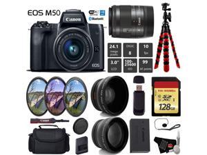 Canon EOS M50 Mirrorless Digital Camera with 15-45mm Lens + UV FLD CPL Filter Kit + Wide Angle & Telephoto Lens + Camera Case + Tripod + Card Reader - International Version Canon EOS M50 Mirrorless Digital Camera with 15-45mm Lens + UV FLD CPL Filter Kit + Wide Angle & Telephoto Lens + Camera Case + Tripod + Card Reader - International Version