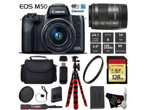 Canon EOS M50 Mirrorless Digital Camera with 15-45mm Lens + Flexible Tripod + UV Protection Filter + Professional Case + Card Reader - International Version Canon EOS M50 Mirrorless Digital Camera with 15-45mm Lens + Flexible Tripod + UV Protection Filter + Professional Case + Card Reader - International Version