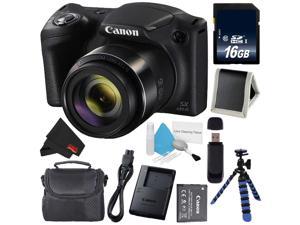 Canon Powershot SX430 IS Digital Camera (Black) (Intl Model) + 16GB SDHC Class 10 Memory Card + Small Soft Carrying Case + Memory Card Wallet + SD Card USB Reader + MicroFiber Cloth Bundle
