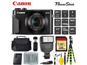 Canon PowerShot G7 X Mark II Point and Shoot Digital Camera + Extra Battery + Digital Flash + Camera Case + 128GB Class