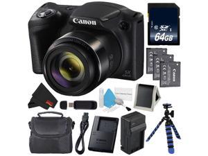 Canon Powershot SX430 IS Digital Camera (Black) (International Model) + NB-11L Lithium Ion Battery + External Rapid Charger + 64GB SDXC Class 10 Memory Card + Small Soft Carrying Case Bundle