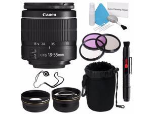 Canon EF-S 18-55mm f/3.5-5.6 III Lens (International Model) + 58mm Wide Angle Lenses + 58mm 3 Piece Filter Kit + Deluxe