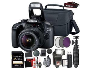 Canon EOS 4000D DSLR Camera and EFS 1855 mm f3556 IS III Lens  64GB Memory Card  Camera Bag  Cleaning Kit  Table Tripod  Flash  Filters  Battery  Camera Strap