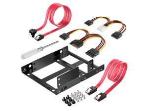 Dual 2.5" to 3.5" HDD & SSD Converter Bracket Converts 2.5 Notebook Hard Drive to 3.5 Desktop Hard Drive Bay Mounting Bracket Adapter Mac | PC | Linux (SATA Data Cables and Power Cables included)