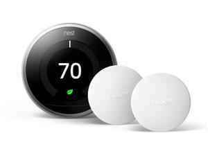 Nest Smart  BH1252 Learning Wi-Fi Programmable Thermostat, 3rd Gen, Stainless Steel w/ Temperature Sensor