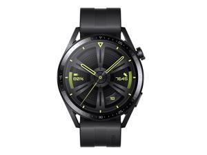HUAWEI Watch GT 3 Smart Watch 46MM JPT-B19 AMOaLED Display Smartwatch 3-Day Battery Life Black Stainless Steel Case Black Fluoroelastomer Band Active edition - Black