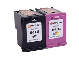 Novajet 2 Pack HP 61 XL Ink Cartridge (1 Black 1 Tri-Color) CH563WN CH564WN For HP Deskjet 1000 1510 2510 3050 3510 ENVY 4500 5530 5531 5539 Officejet 2620 2621 4632 4635 With Ink Level