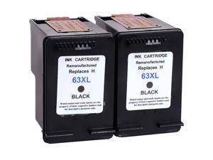 2-pack HP 63 63XL  (2 Black) Replacement Ink Cartridge For HP OfficeJet 1110 1112 2130 3630 3632 3633 Envy 4520 Officejet 3830 4650 etc - Shows Accurate Ink Level