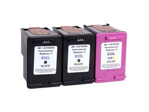Ink Cartridge Replacement for HP 63 63XL (2 Black , 1 Tri-Color , 3 Pack) F6U64AN High Yield DeskJet 2130 2132 3630 3633 3636 ENVY 4520 4516 OfficeJet 3830 3831 4650