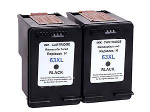 Ink Cartridge Replacement for HP 63XL (2 Black) F6U64AN High Yield with Ink Level Display for DeskJet 1112 2130 2132 3630 3633 3636 ENVY 4520 4516 OfficeJet 3830 3831 4650 4655