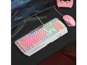 PC Gaming Keyboard and Mouse Combo, LED  USB Keyboard and Mouse Set,  Gaming Mouse and Keyboard  Key Computer PC Gaming Keyboard with Wrist Rest-GT817 Pink