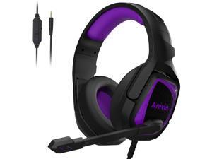 Gaming Headset, Anivia PS4 Over Ear Headphones Soft Memory Earmuffs with Mic, Stereo Bass Surround for PS4 PC Xbox Laptop Mac(MH602 Black Purple) Gaming Headset, Anivia PS4 Over Ear Headphones Soft Memory Earmuffs with Mic, Stereo Bass Surround for PS4 PC Xbox Laptop Mac(MH602 Black Purple)