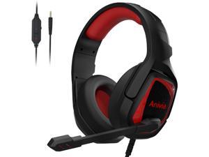 PS4 Gaming Headset, Anivia PC Gaming Headset with Mic, Stereo Headphones Gaming Headset, 7.1 Surround Stereo Headset for PC Computers Xbox One Controller, Android, iOS Laptop,Tablet(MH602 Red)