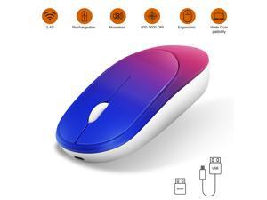 Wireless Mouse with USB Receiver, Rechargeable Portable Ultra-Thin Noiseless Mouse for Notebook, PC, Laptop, Computer, MacBook - Gradient