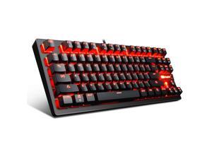 MK1 PC Mechanical Gaming Keyboards - Red LED Backlit Mechanical Keyboard - USB Mechanical Computer Keyboard Wired Blue Switches for MAC/PC Gamers(Black) MK1 PC Mechanical Gaming Keyboards - Red LED Backlit Mechanical Keyboard - USB Mechanical Computer Keyboard Wired Blue Switches for MAC/PC Gamers(Black)