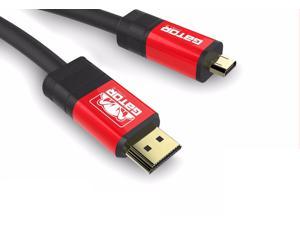 GATOR CABLE MICRO-HDMI to HDMI cable - Male to Male (D to A) - RED - 10 FT - Gold Plated Connectors - Adapter Converter GoPro 4 HERO 3 HTC EVO 4G