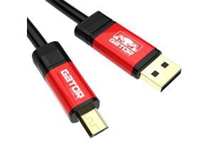 GATOR CABLE Android MICRO-USB 2.0 cable - Male to Male (A to Micro B) - RED - 10 FT - Silver Plated Connectors - Cable Cord Charger Sync Data For Samsung S4 S6 S7 Note 4 5 HTC LG