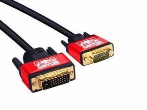 GATOR CABLE 24+5 pin Dual Link DVI-I Male to 15 pin VGA Male cable - RED - 6 FT - Gold Plated Connectors - Video Monitor Adapter