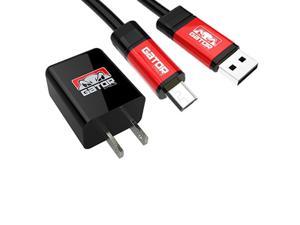 GATOR CABLE Android MICRO-USB 2.0 cable and Single-USB Wall Charger Bundle - RED - 10 FT - Silver Plated Connectors - SYNC Data Samsung S3 S4 S6 S7 HTC LG Android