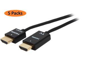 Nippon Labs HDMI-RM-6-5P 6 ft. RedMere HDMI 2.0 Male to Male Super Slim 36 AWG Cable Supporting Ethernet / 4K / 3D, Black - 5 Packs Nippon Labs HDMI-RM-6-5P 6 ft. RedMere HDMI 2.0 Male to Male Super Slim 36 AWG Cable Supporting Ethernet / 4K / 3D, Black - 5 Packs