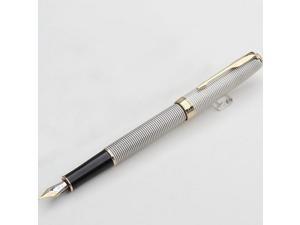 Jinhao 75 Series Brass Fountain Pen Fine Nib Silver Grid Pattern Golden Clip