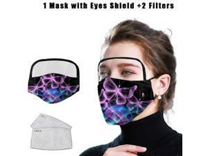 Protective Printed Cloth Face Mask with Eyes Shield + 2PCS Mask Filters Protective Printed Cloth Face Mask with Eyes Shield + 2PCS Mask Filters