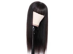 Synthetic Hair Wigs Full Neat Bangs No Lace Wig Heat Resistant Fiber Long Black Synthetic Hair Wigs Full Neat Bangs No Lace Wig Heat Resistant Fiber Long Black
