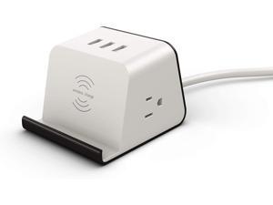 Desktop Power Station with Wireless Qi Charger (2 Electrical Plugs, 3 USB, Qi Charger) Works with iPhone and Android Desktop Power Station with Wireless Qi Charger (2 Electrical Plugs, 3 USB, Qi Charger) Works with iPhone and Android