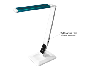 AnthroDesk Dimmable LED Desk Lamp with Touch-Sensitive Control Panel and USB Charging Port (Blue Accent) AnthroDesk Dimmable LED Desk Lamp with Touch-Sensitive Control Panel and USB Charging Port (Blue Accent)